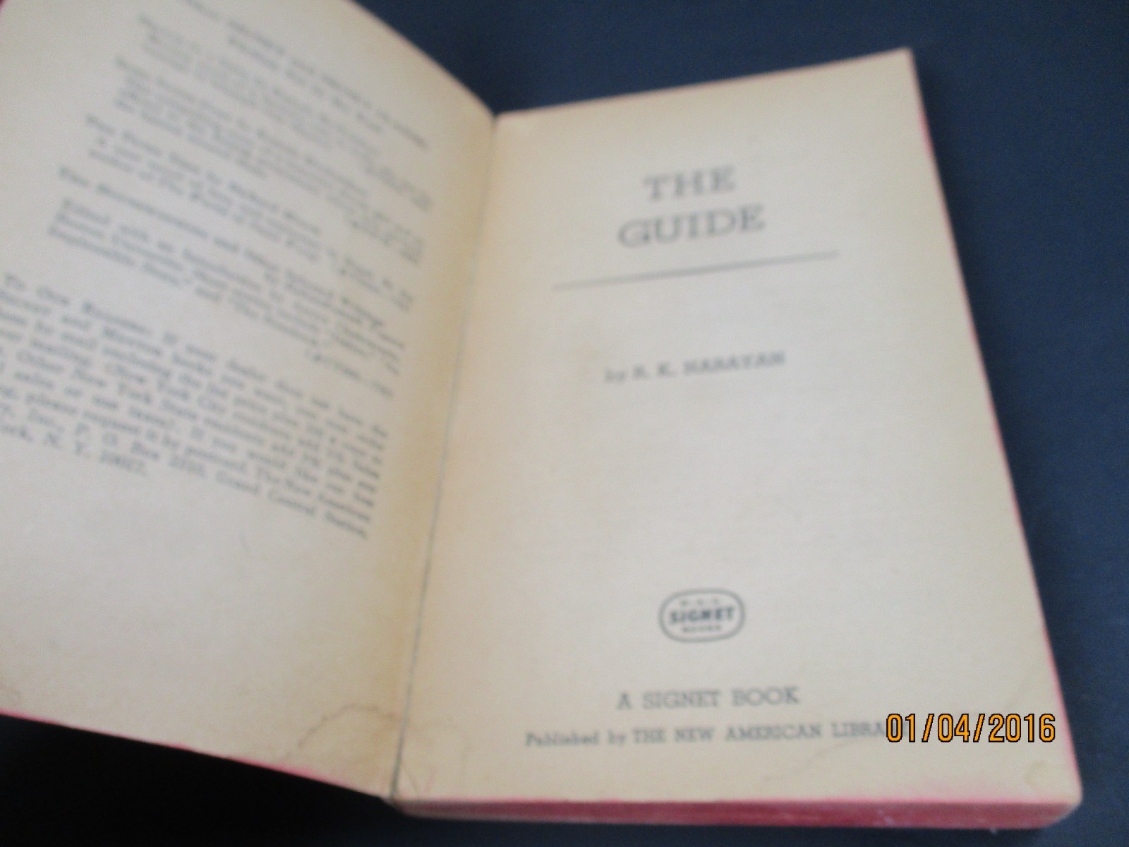 THE GUIDE by R. K. Narayan Signet Book 1st Print 1966 Paperback PB