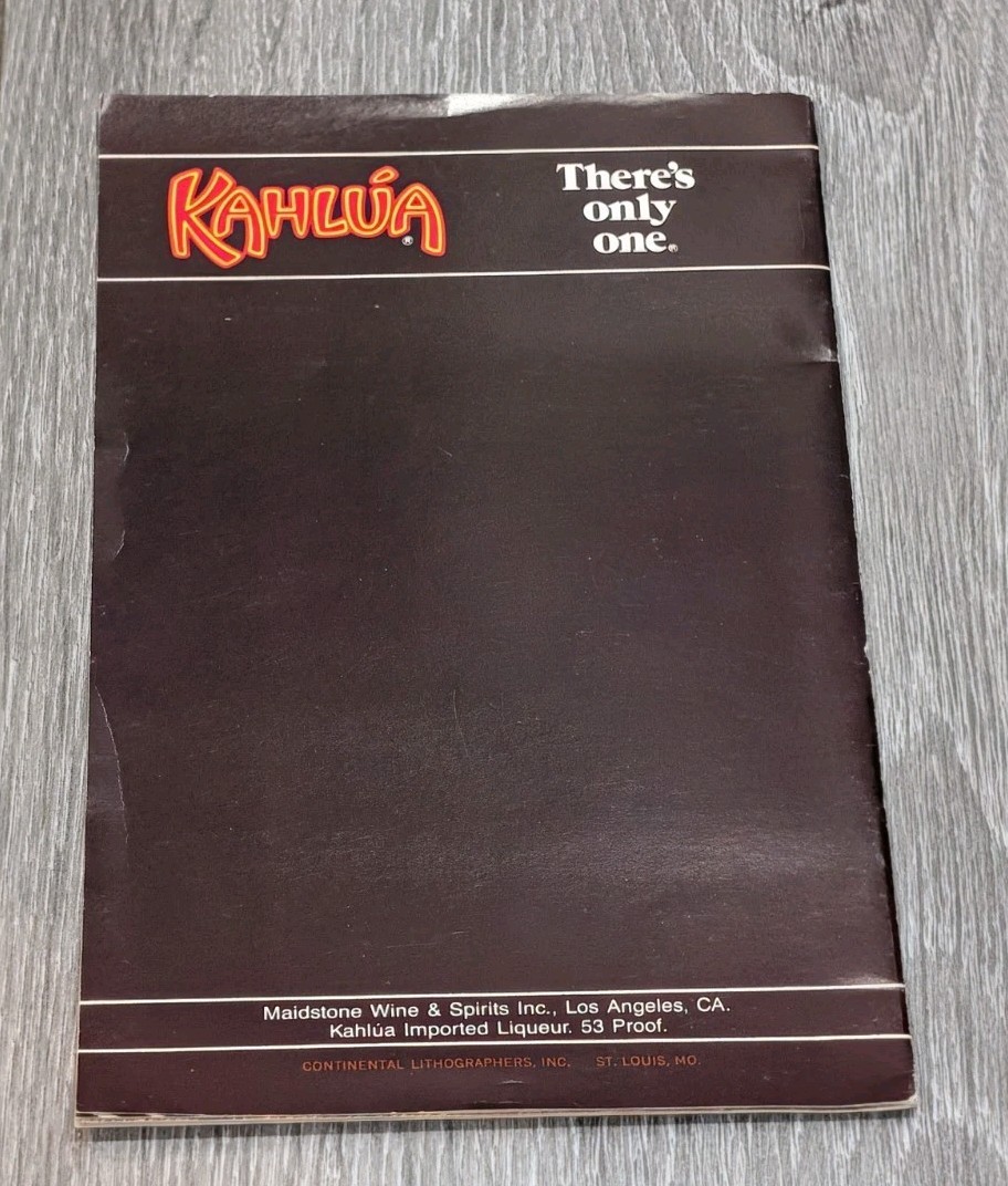 Kahlua Recipe Paperback 18 pgs 8 1/2 in x 5 1/2 in