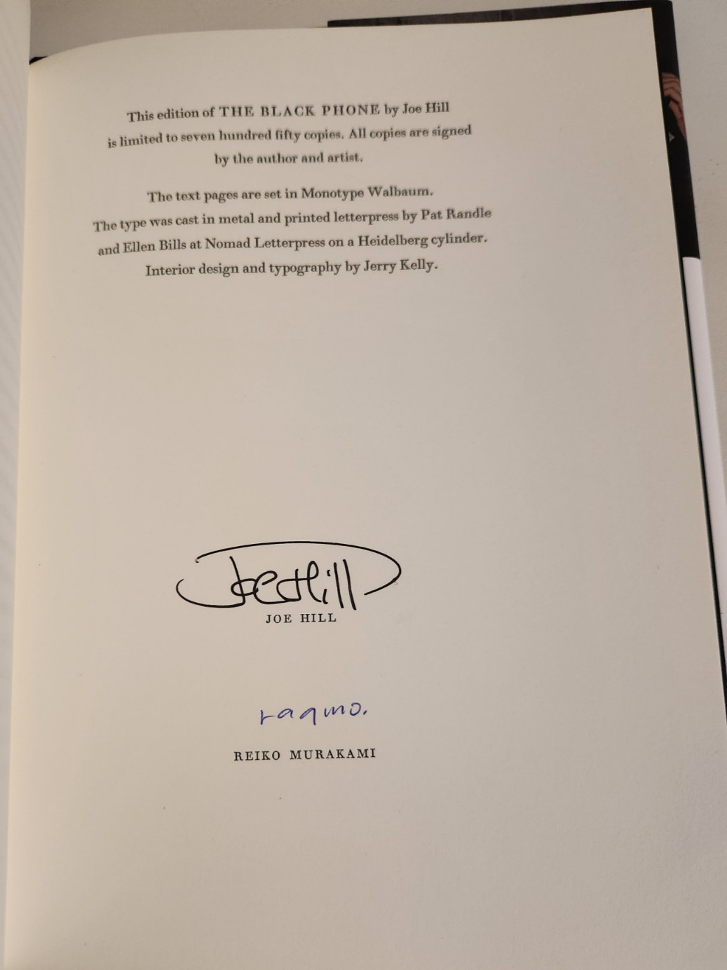 Joe Hill BLACK PHONE SIGNED LIMITED EDITION NEW & UNREAD