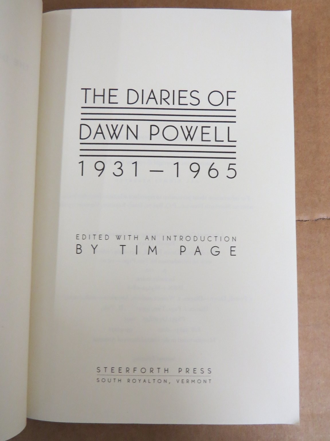 The Diaries of Dawn Powell 1931-1965 Tim Page 1995 Memoir Steerforth Press