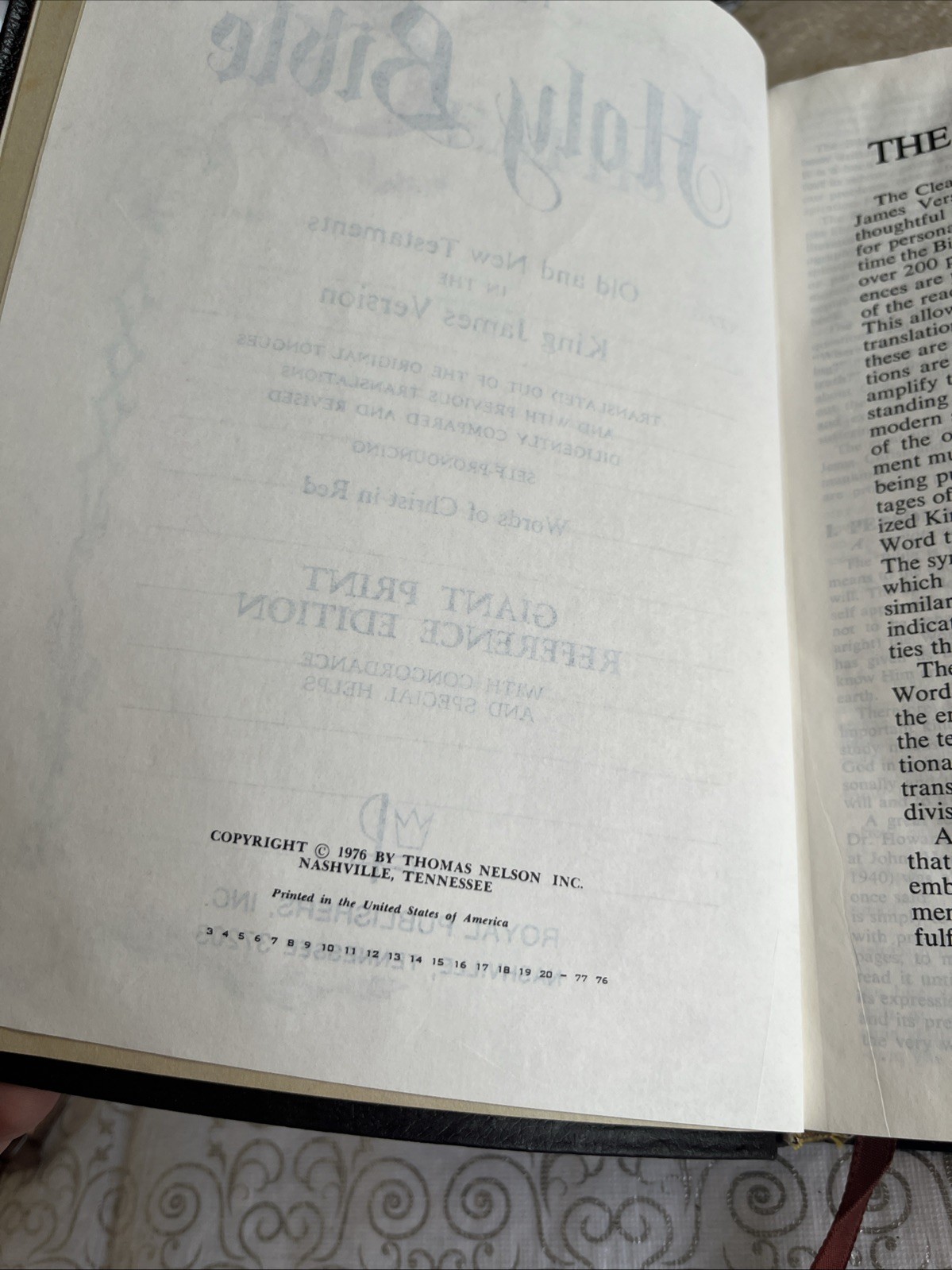 1976 KJV Holy Bible Giant Print References Concordance Red Letter Leather Book