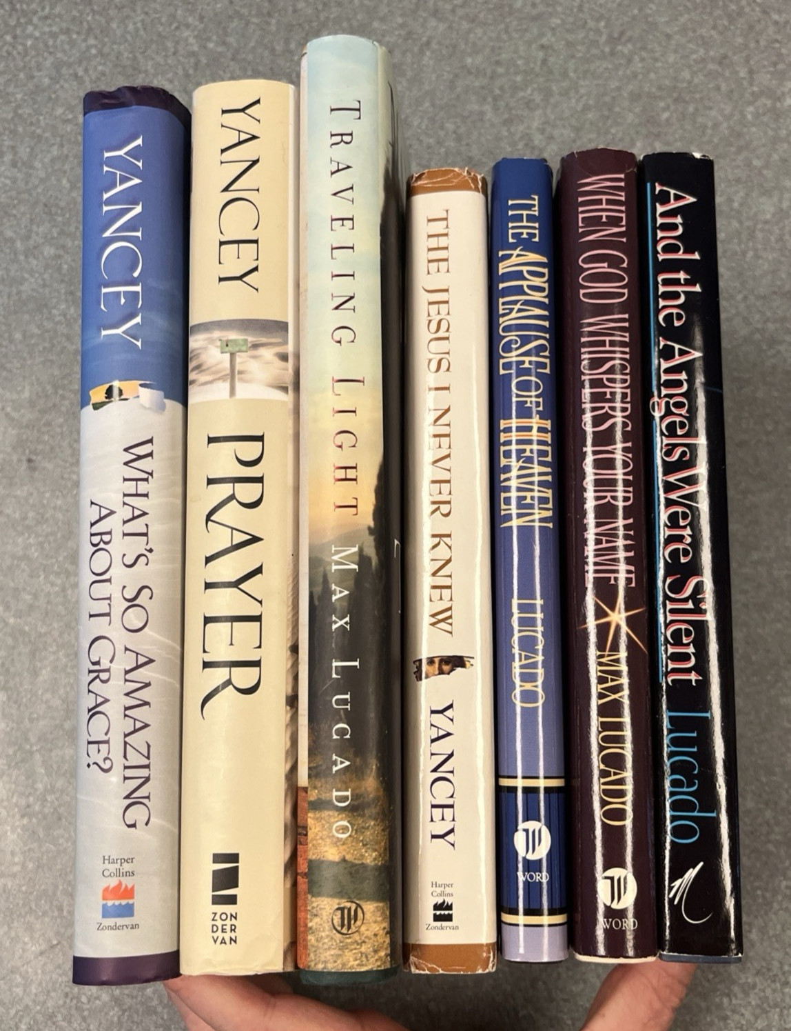 Lot of 7 Books by Max Lucado & Philip Yancey Prayer, Angels, Grace HC DJ *NICE