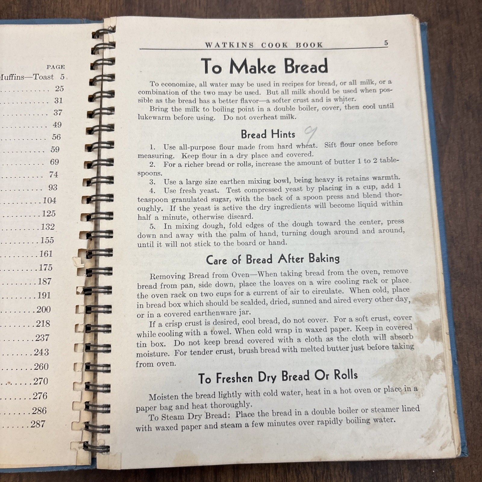 Cookbook 1938 J.R. Watkins Blue Wire Bound Interesting Recipes Vtg 288 Pages
