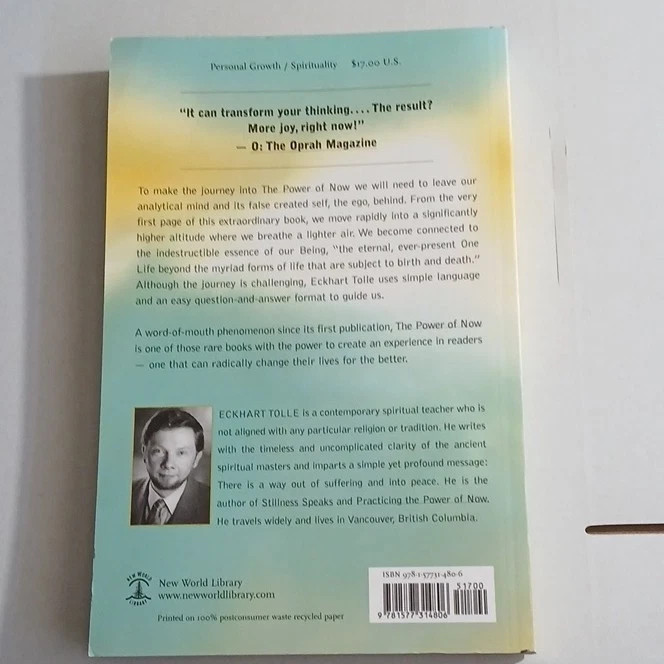The Power of Now Eckhart Tolle Paperback New World Library Spirituality Guide