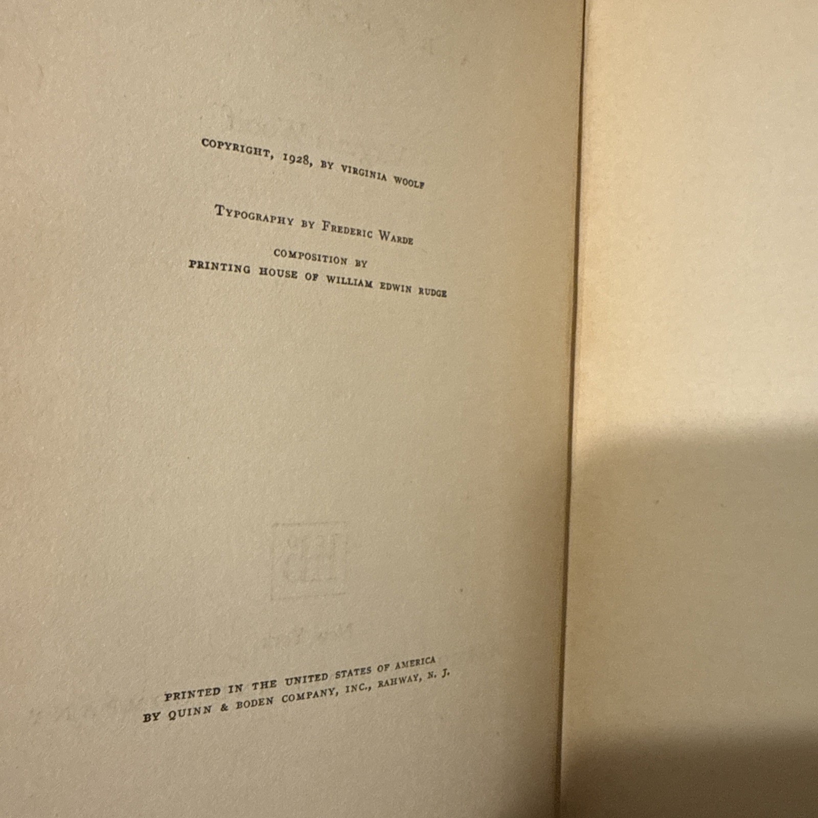Virginia Woolf Orlando 1st First Edition Early printing Hardcover 1929 RARE