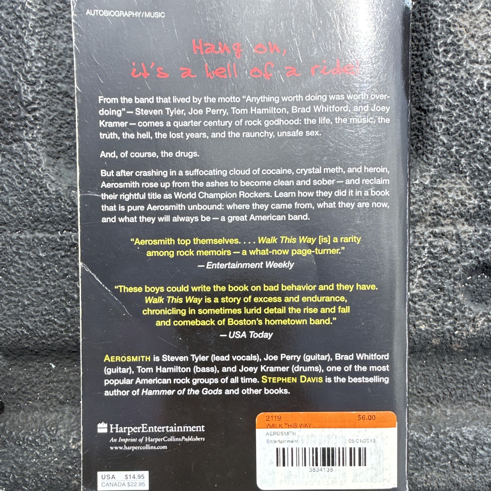 Walk This Way by Aerosmith & Stephen Davis, Paperback, Autobiography, Rock Music