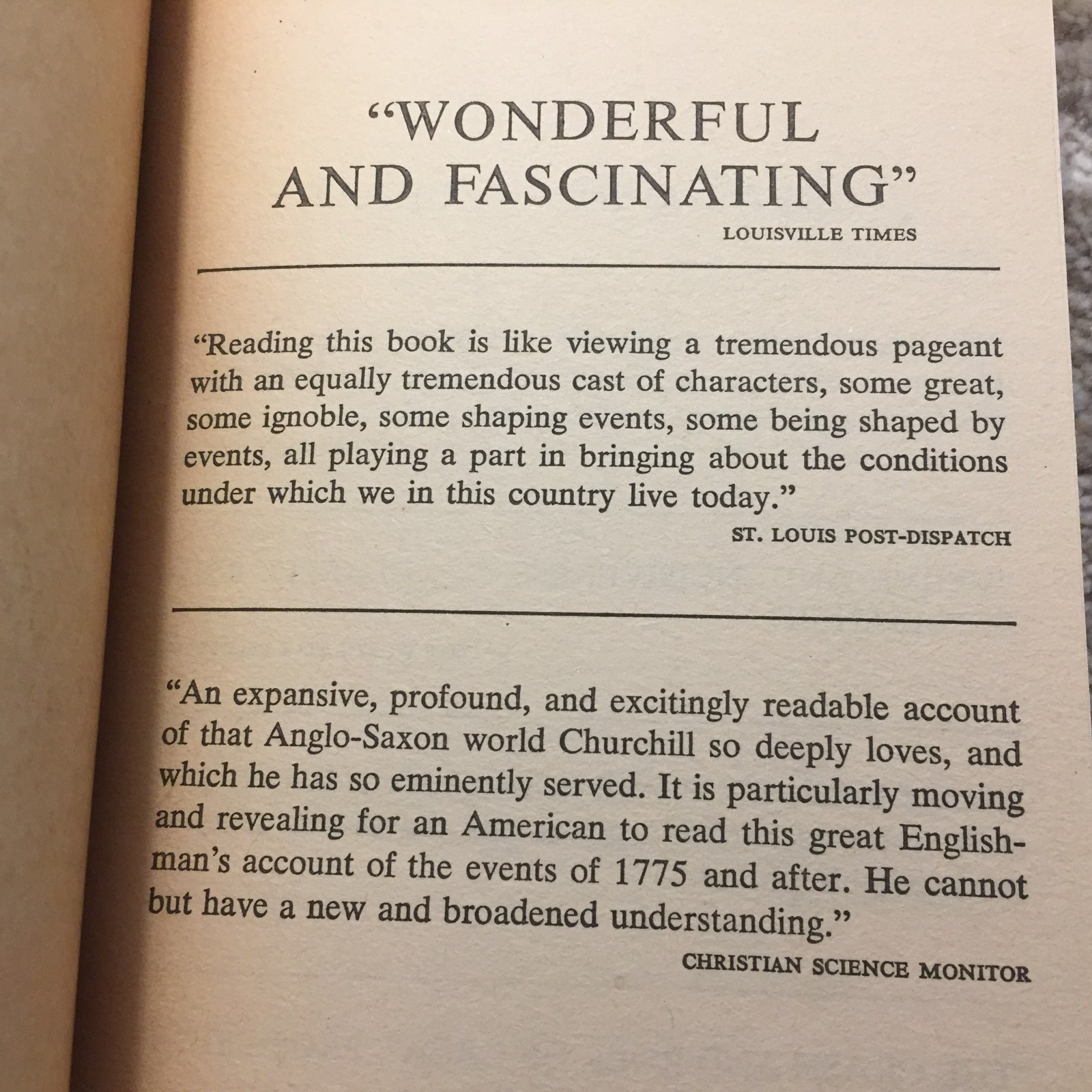 The Age Of Revolution Winston S. Churchill 1963 Bantam Books Colonial America
