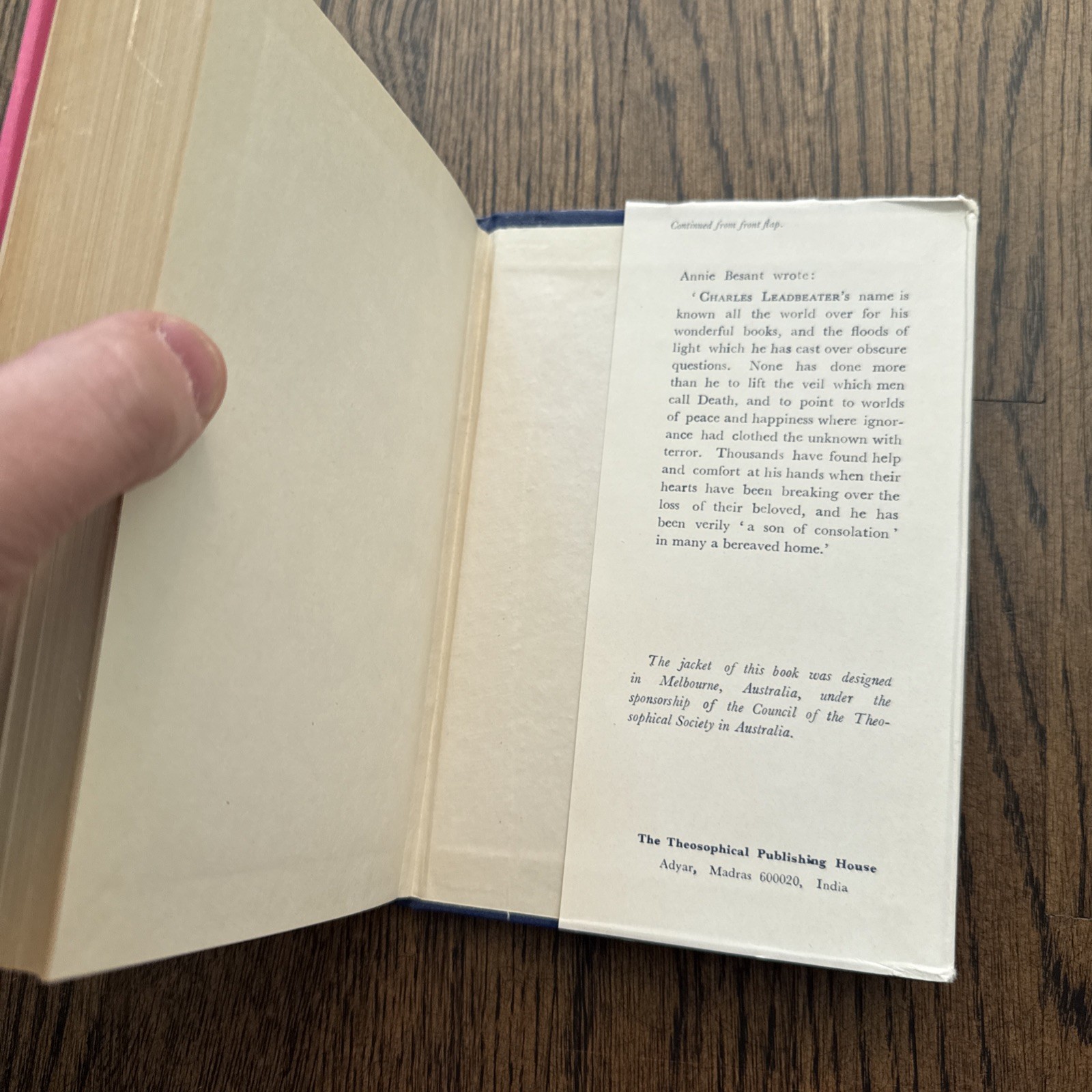 THE HIDDEN SIDE OF THINGS BY C.W. LEADBEATER 1977 HC DJ Occult