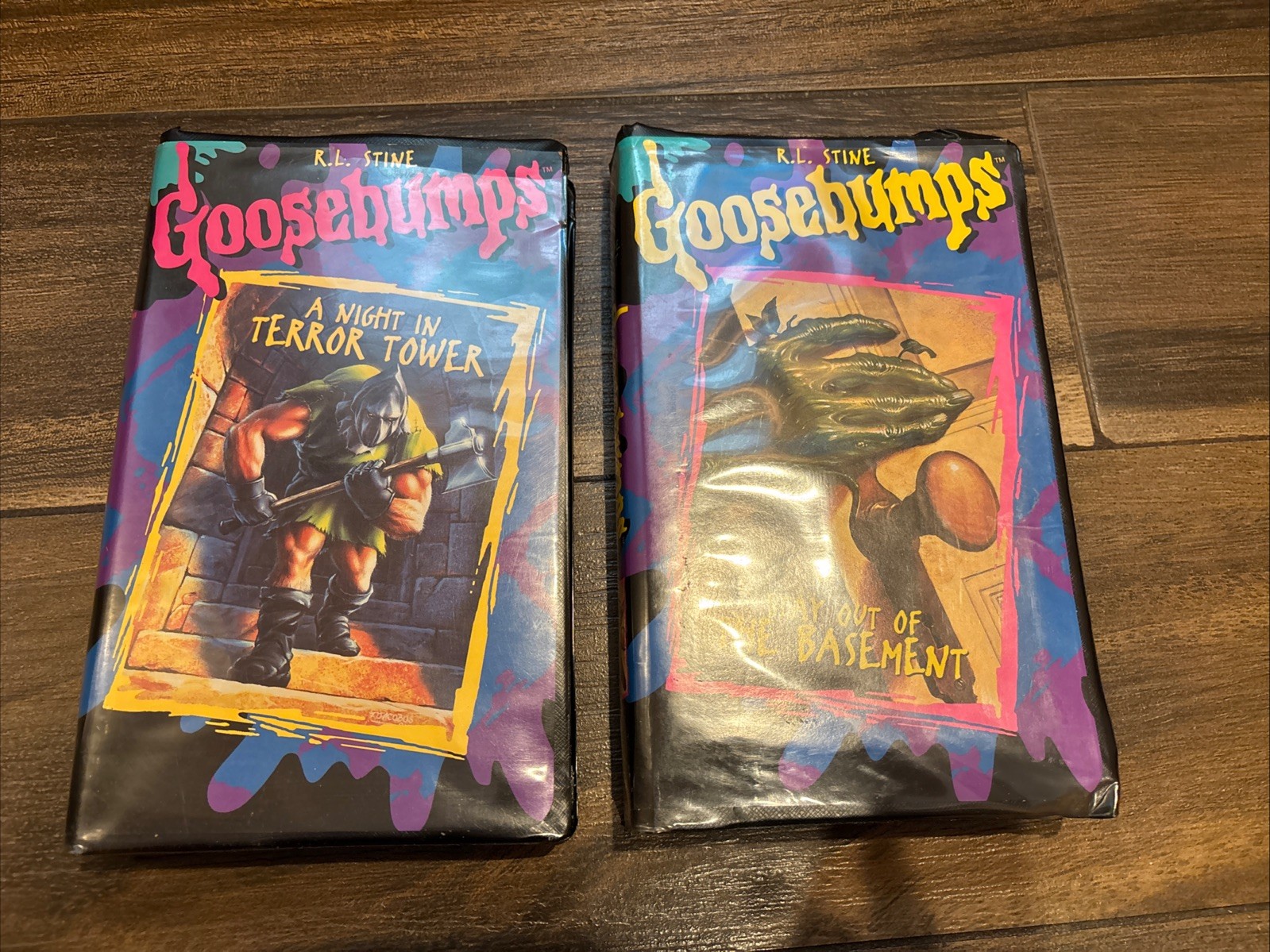VTG Lot Of R.L. Stine Goosebumps Books- 49 Books,VHS, Postcards Bookmarks, Decal
