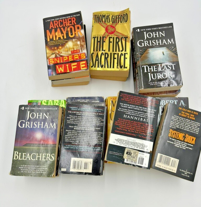 Lot of 10 Random Mystery Thriller Suspense Books – Paperback Fiction Mix