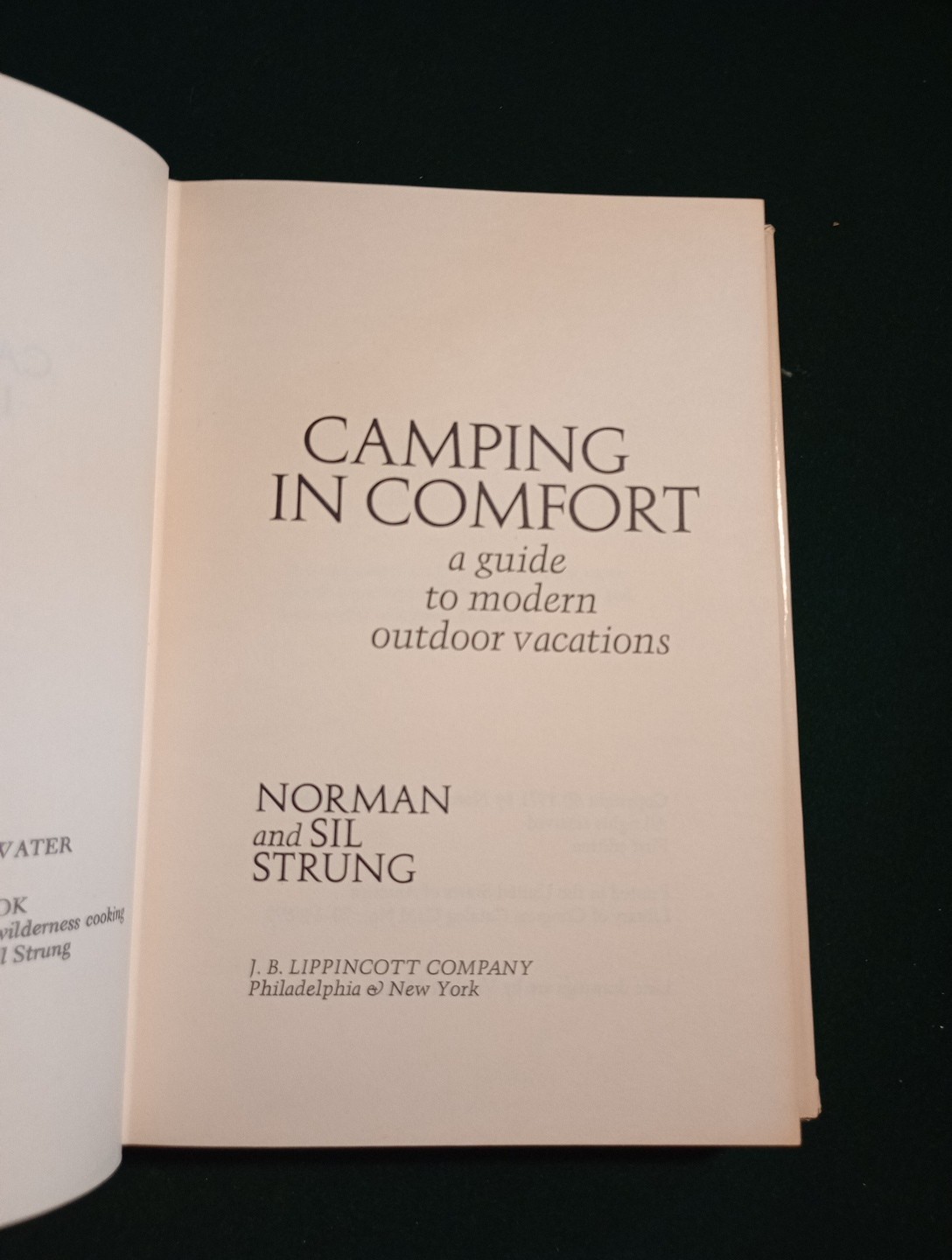 Camping In Comfort by Norman and Sil Strung (1971 Hardcover) Lippincott 1st Ed