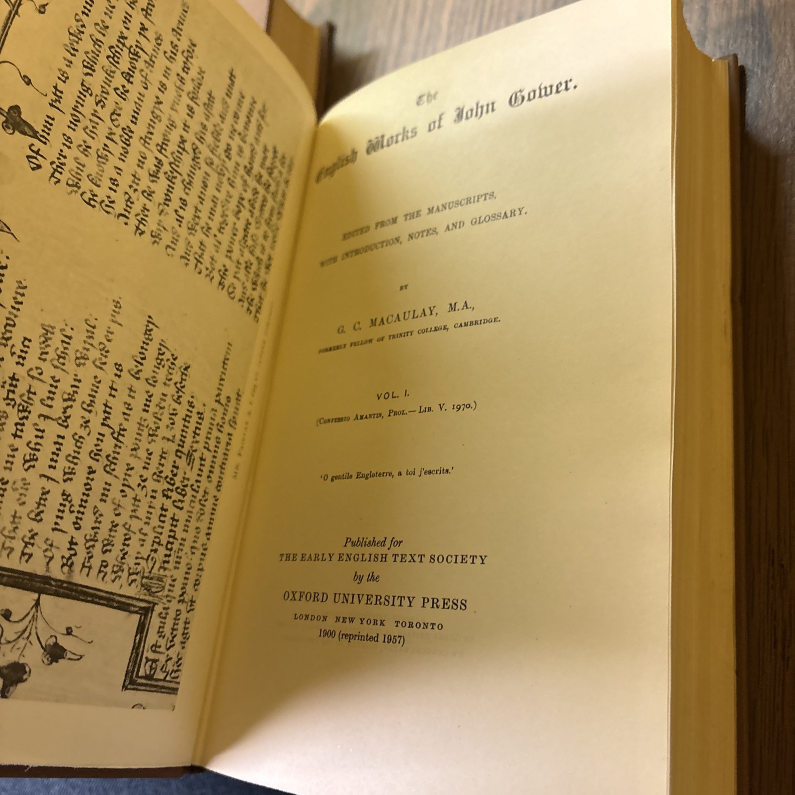 The English Works of John Gower Volumes 1 & 2 1957 Early English Text Society