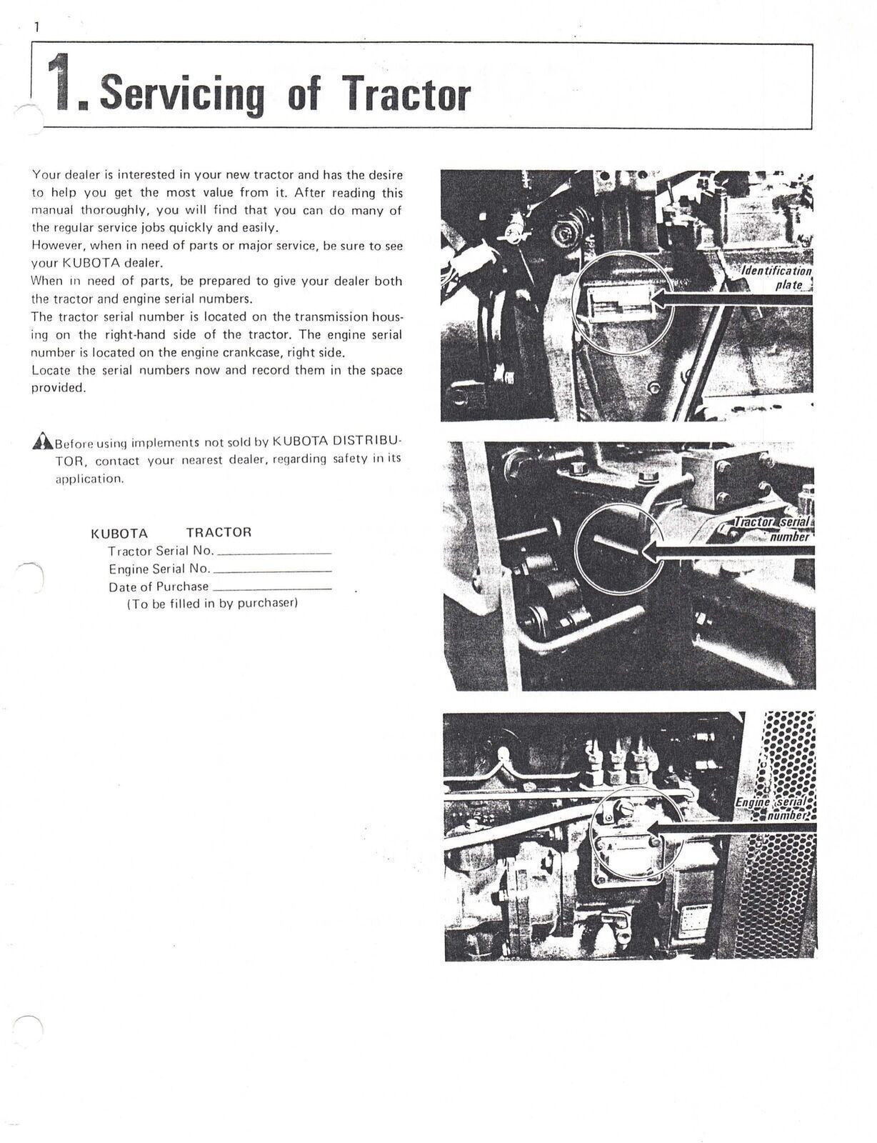 KUBOTA L245 L245DT TRACTOR OPERATORS MANUAL , METAL BOUND, TOUGH FRONT & BACK