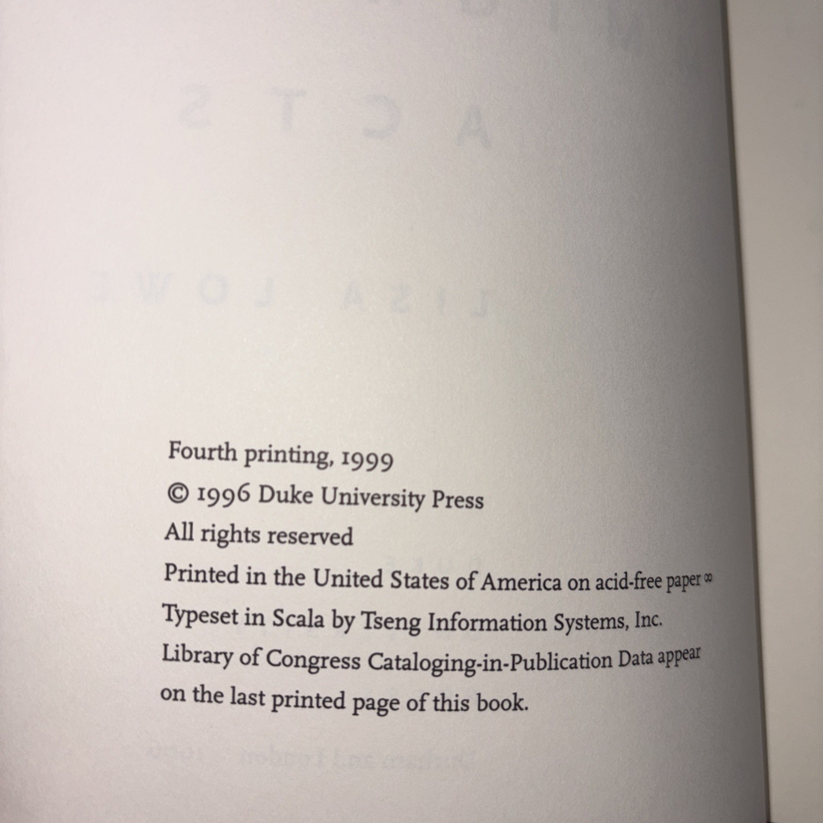Immigrant Acts: On Asian American Cultural Politics