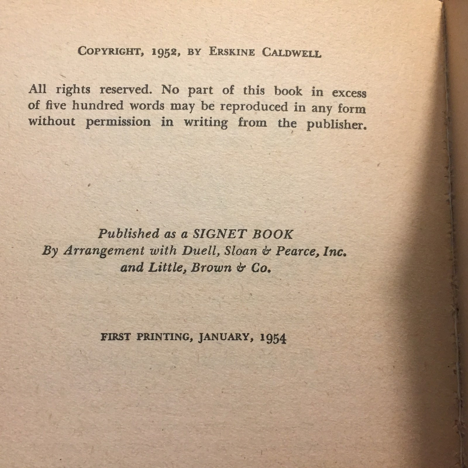 A Lamp For Nightfall Erskine Caldwell 1954 Signet Books American Small Town Book