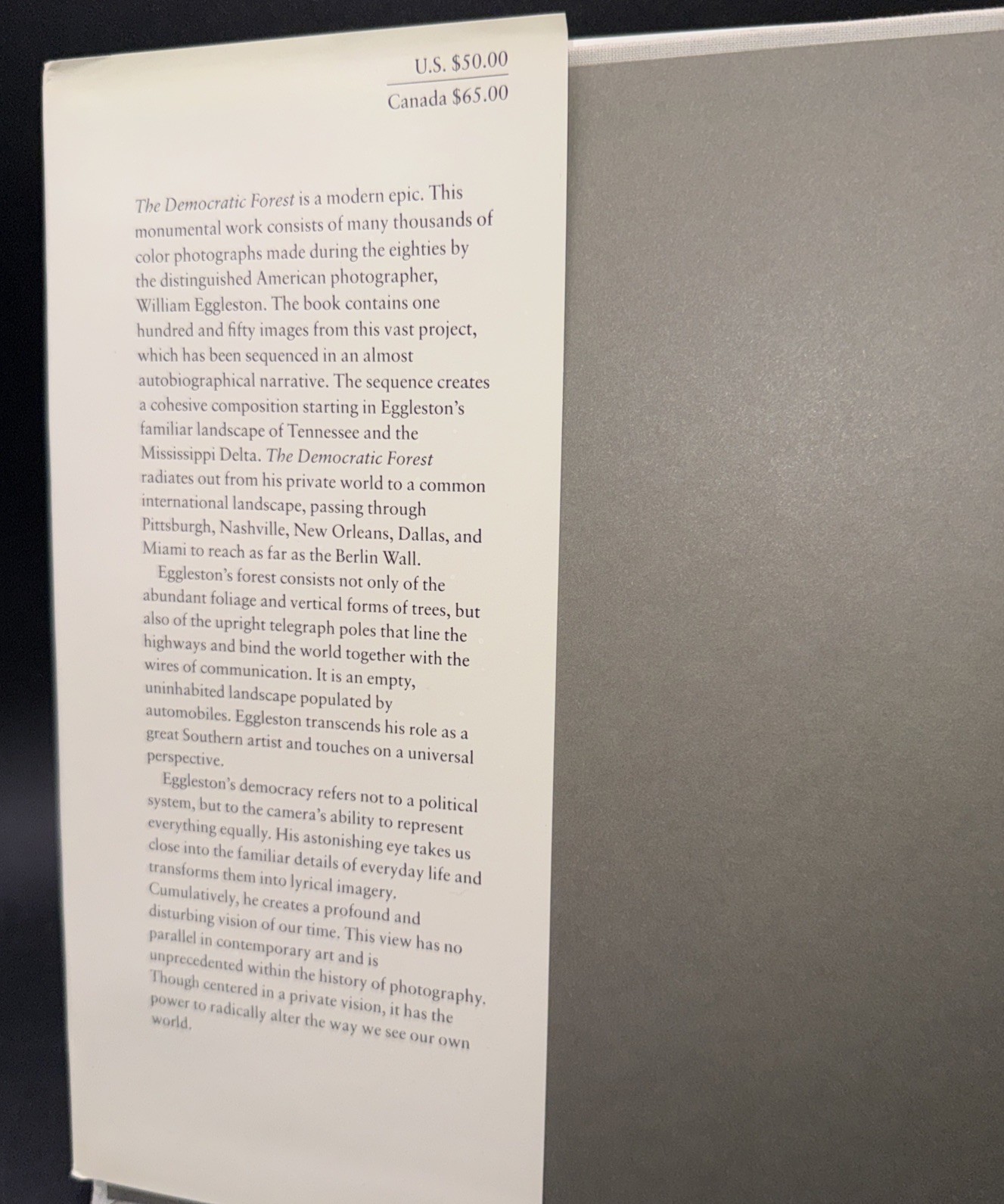 William Eggleston’s „The Democratic Forest“ (1st Ed. HC; intro by Eudora Welty)