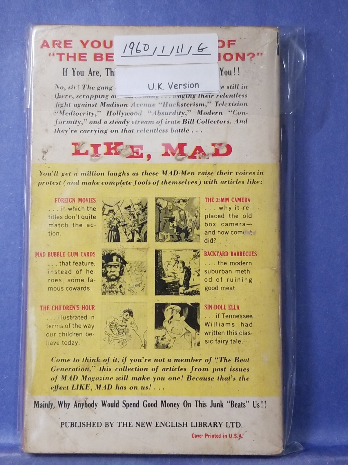 UNITED KINGDOM MAD Magazine Paperback Book: #9 LIKE, MAD 1960 11TH G