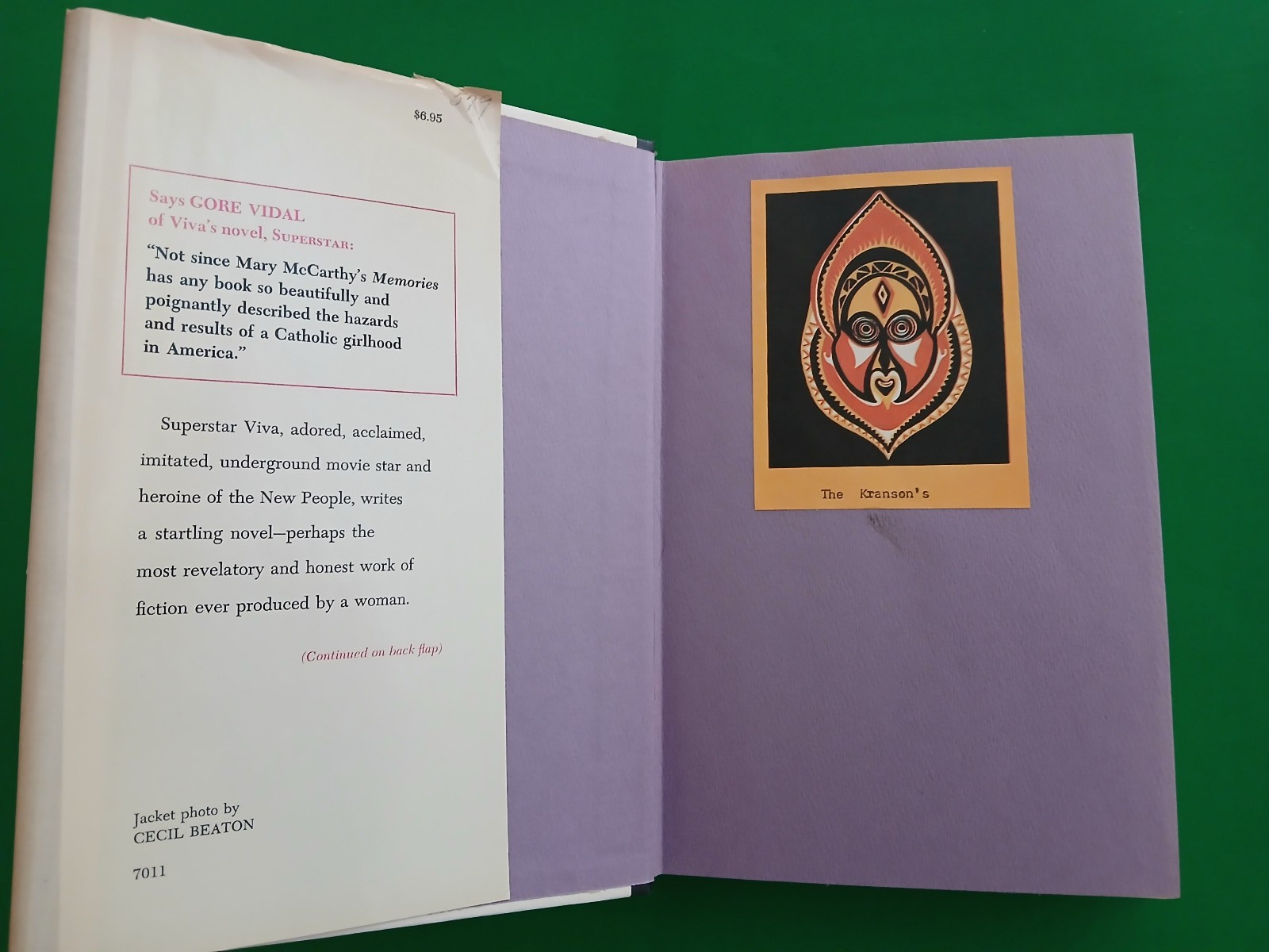 Superstar a novel by Viva First Edition Hardcover with Dust Jacket 1970