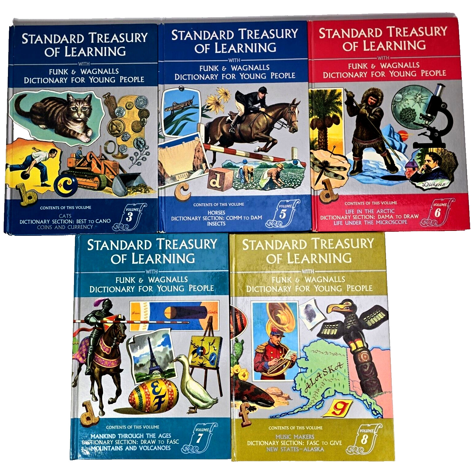 Funk And Wagnalls Standard Treasury of Learning Dictionary Animals More 5 Books