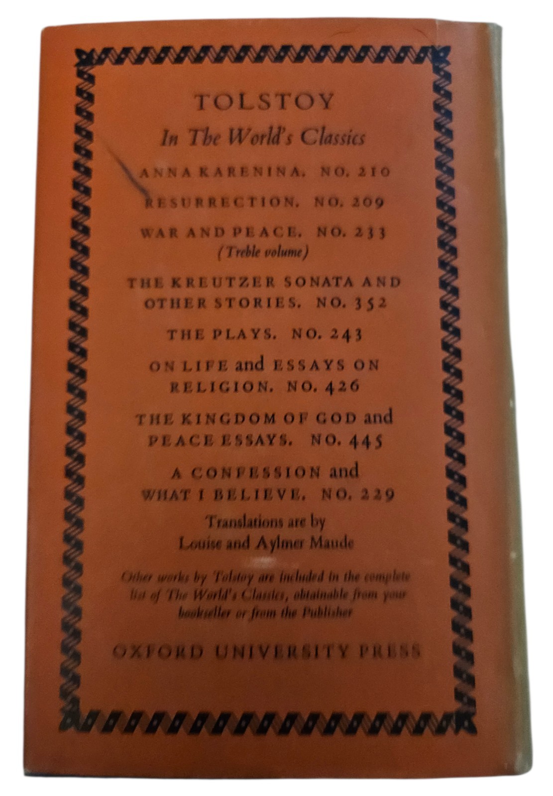 Vintage The Life of Leo Tolstoy Aylmer Maude 383 World’s Classics Oxford HC 1953