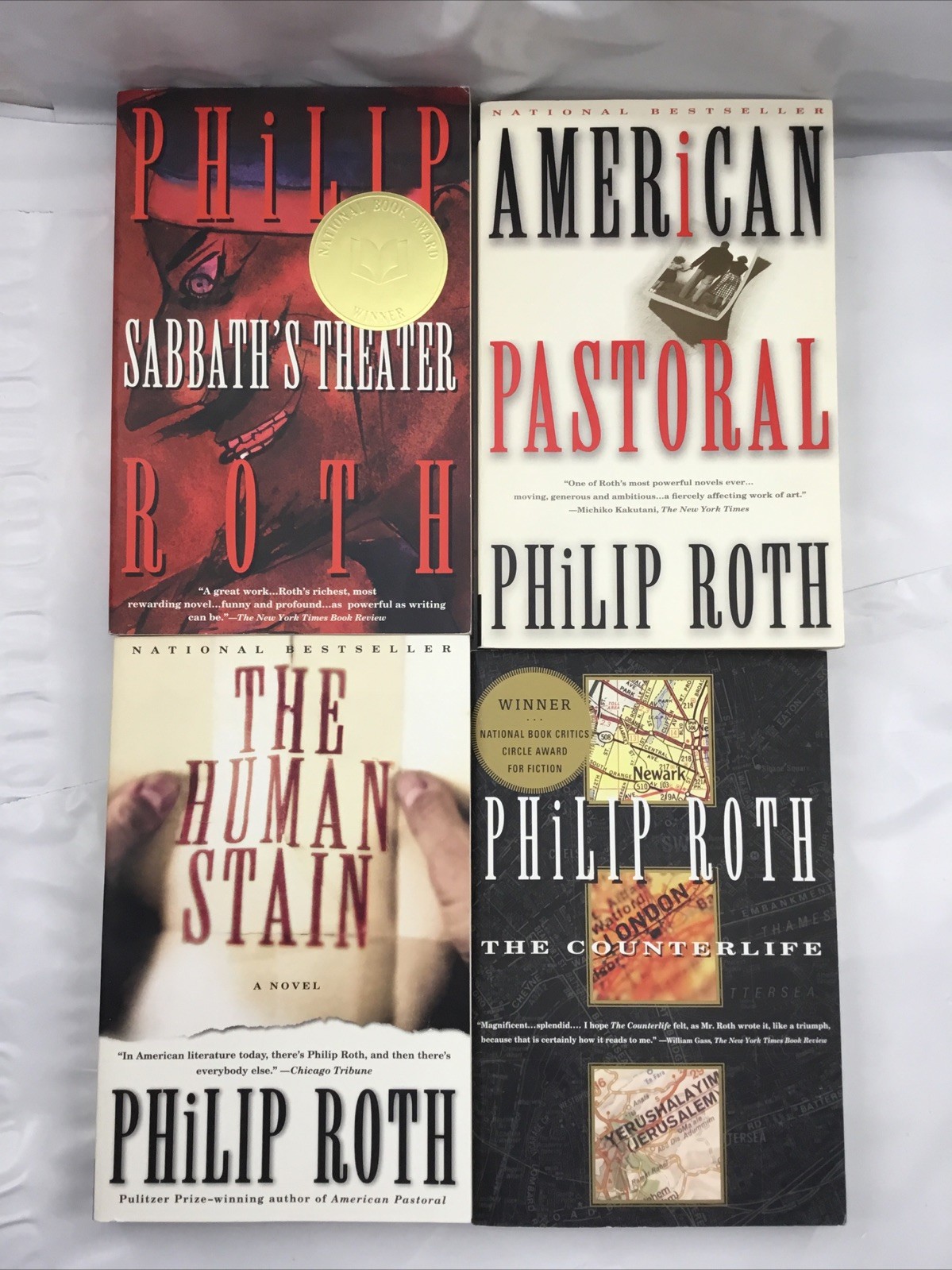 Philip Roth 4 Book Fiction Lot Paperback Counterlife The Human Stain Pastoral