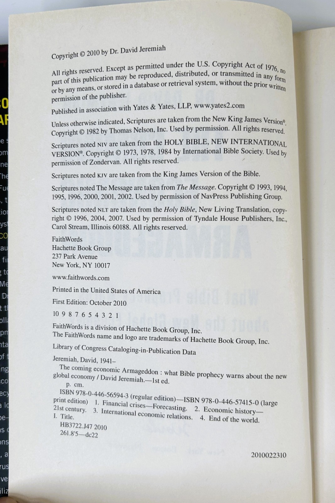 The Coming Economic Armageddon by David Jeremiah 2010 HCDJ Near Mint Cond