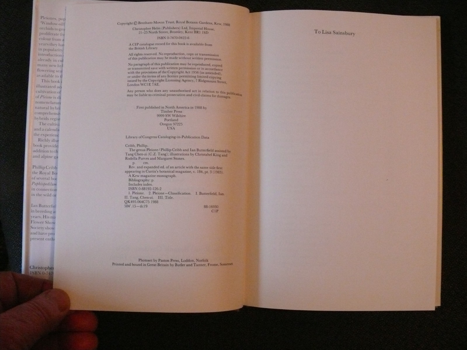 The Genus Pleione A Kew Magazine Monograph by Phillip Cribb and Ian Butterfield
