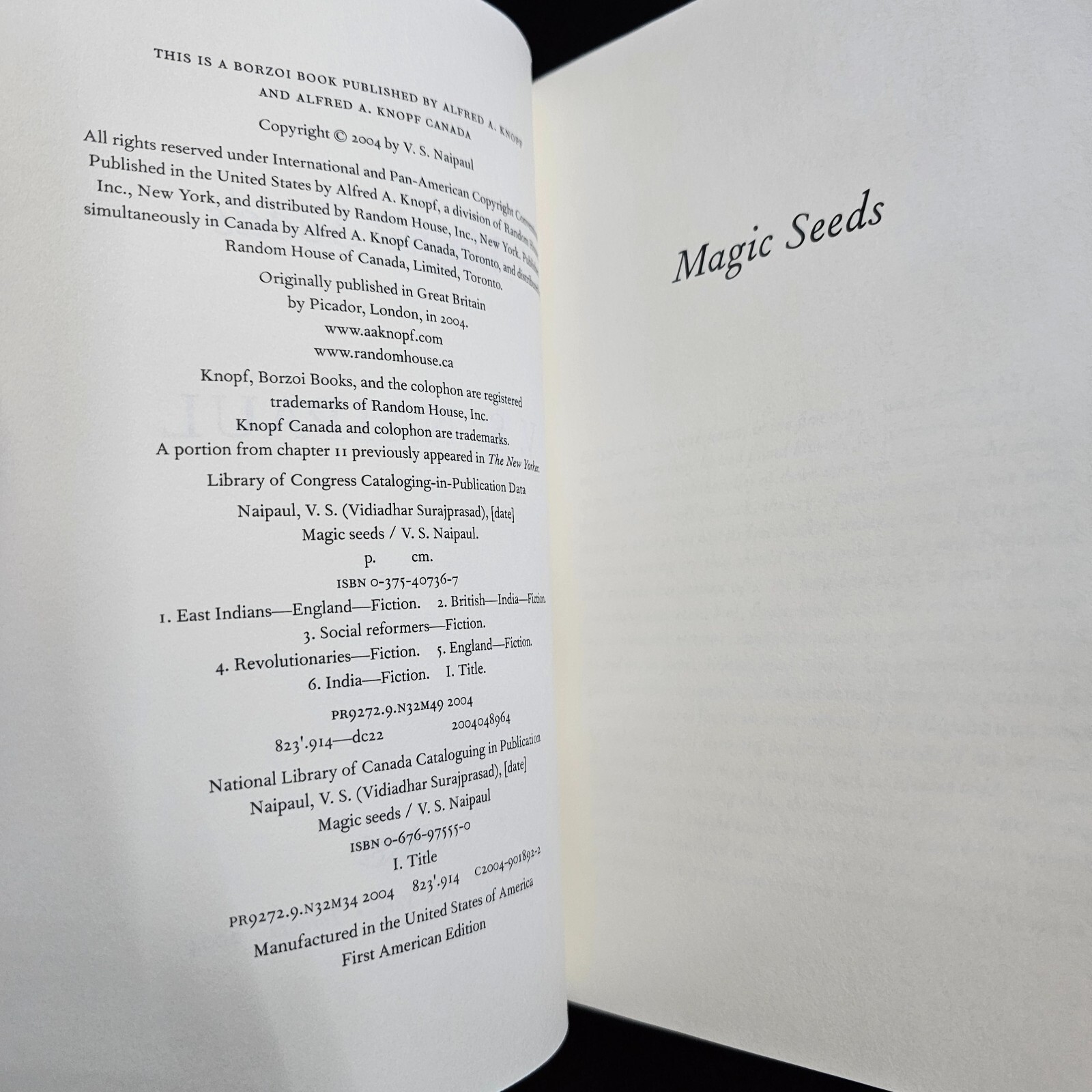 MAGIC SEEDS (NAIPAUL, V. S.) By V S Naipaul – Hardcover Brand New First Edition