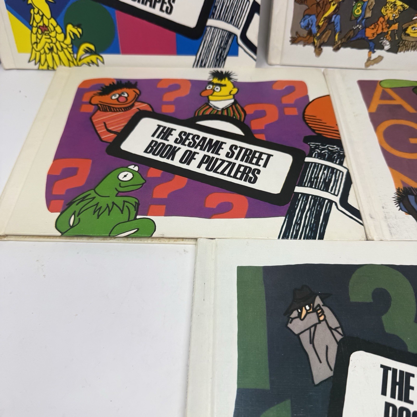 Set Of 5 Vintage Sesame Street Children’s Hard Cover Books Retro 1970s