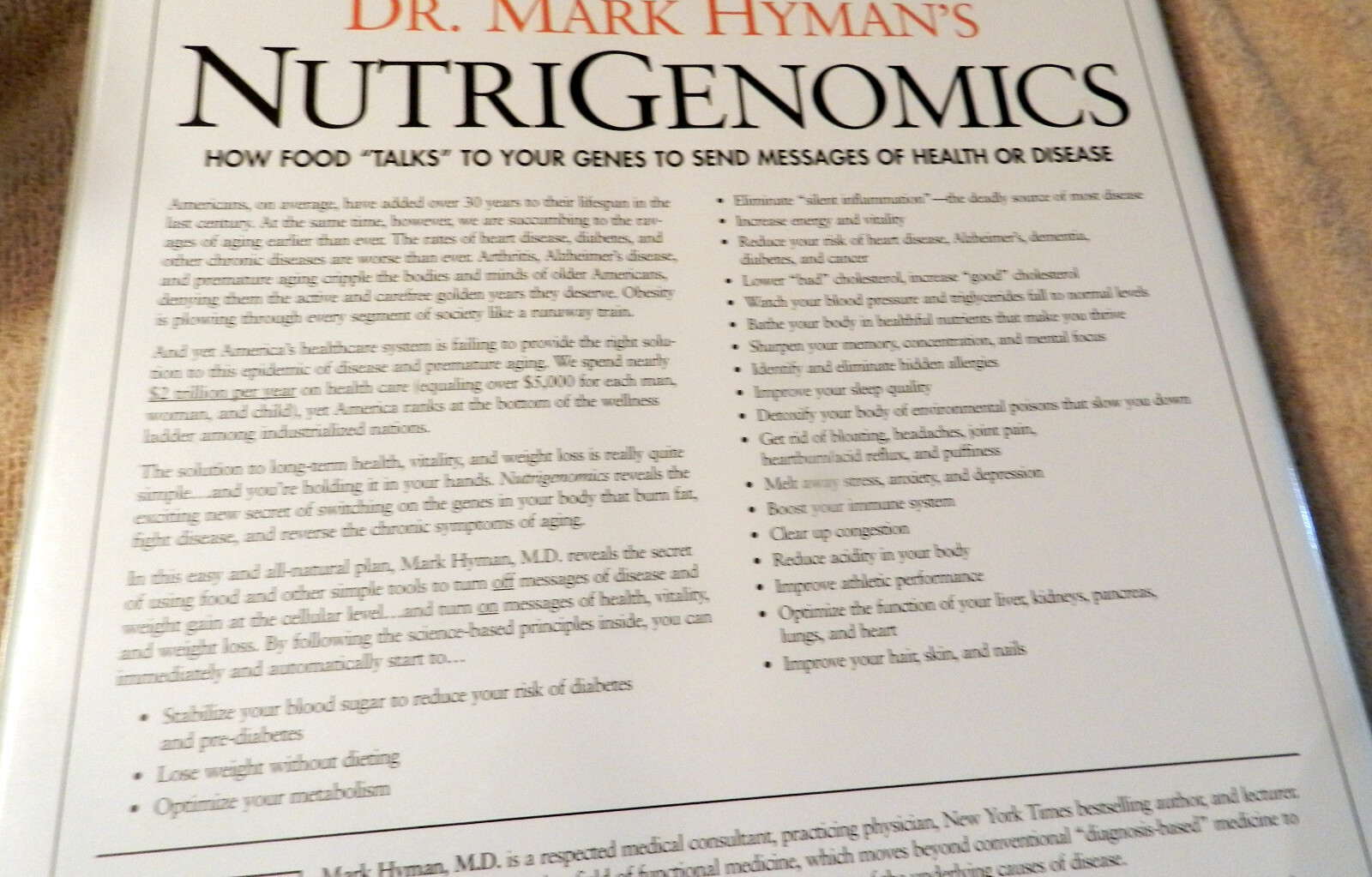 NutriGenomics How Food Talks To Your Genes Dr Mark Hyman 2006 Audio CDs and Book