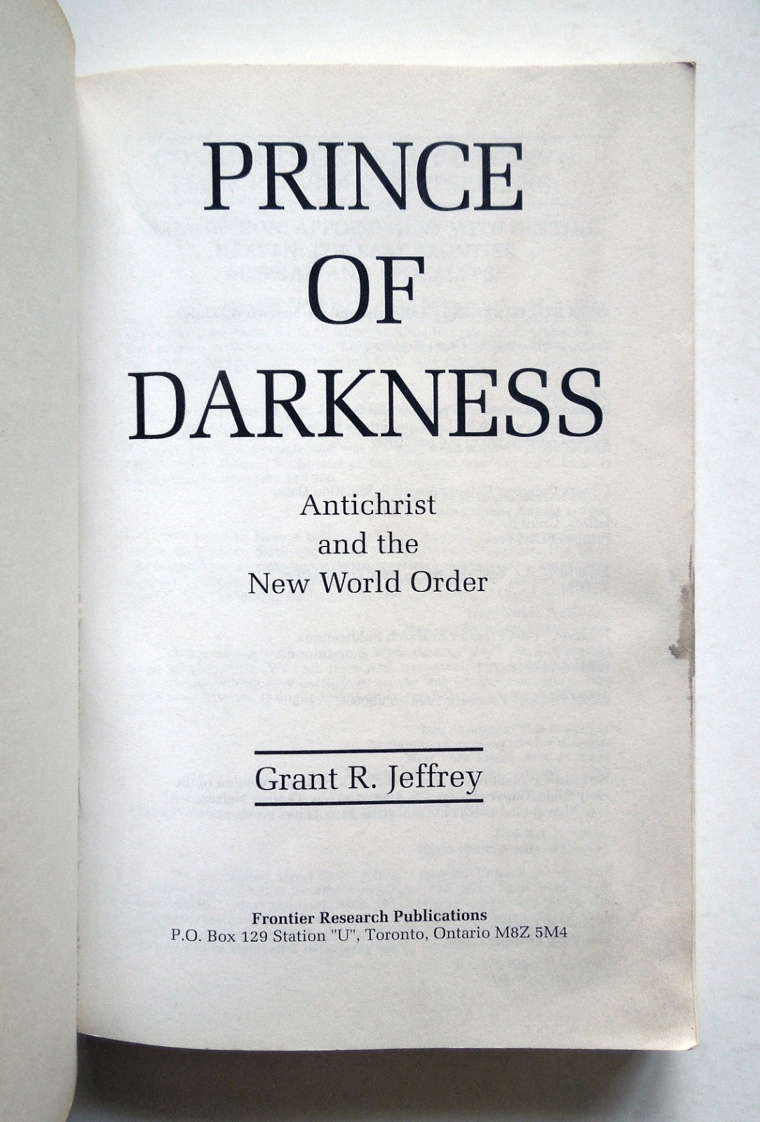 Prince of Darkness: Antichrist and the New World Order – Grant R. Jeffrey, 1994