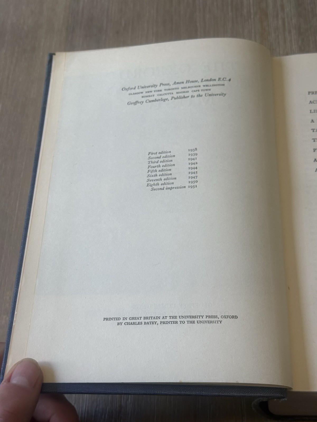 The Oxford Companion to Music by Percy A. Scholes – 1951 Hardcover / 8th Ed