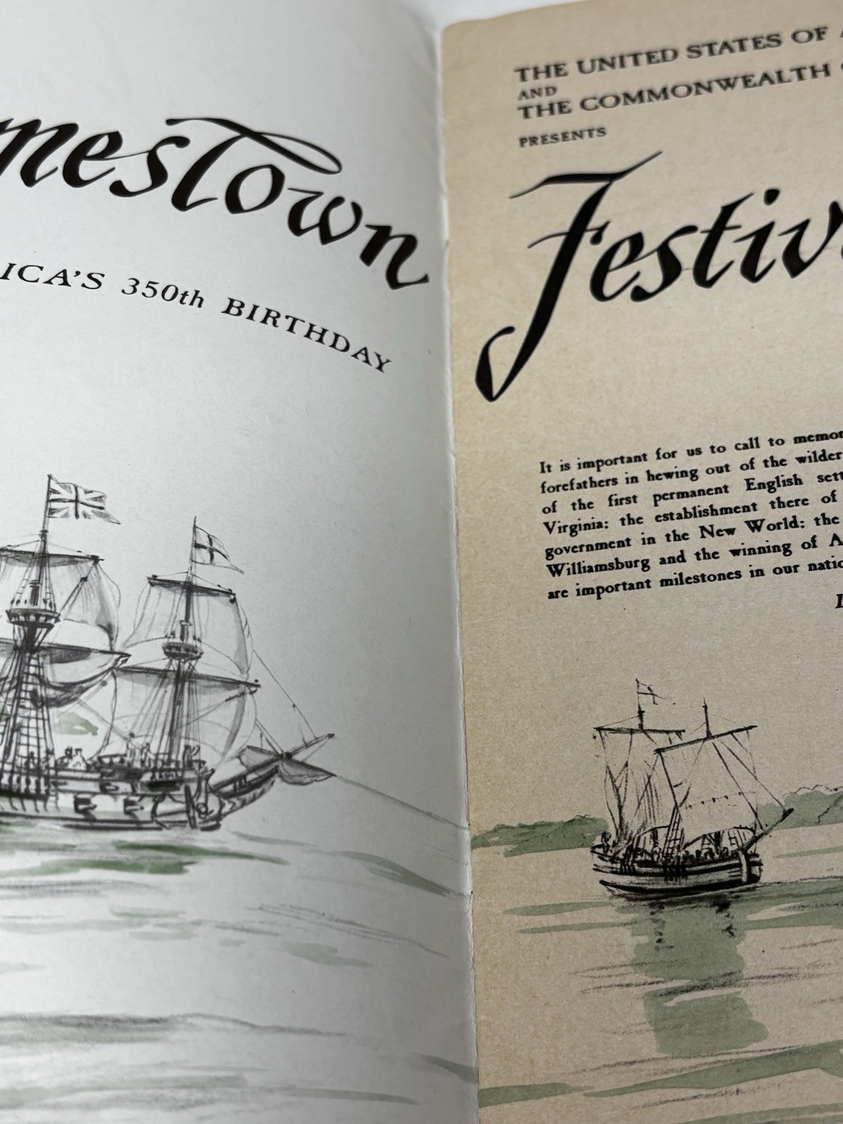 Jamestown Festival Official Program 350th Anniversary 48 pages 1957 VTG