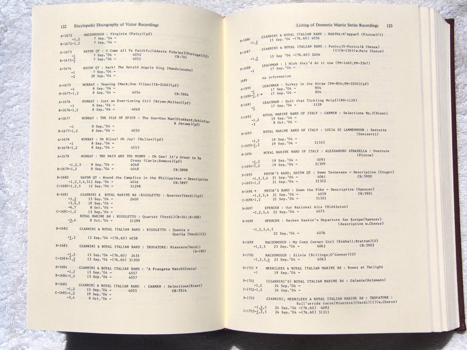 Fagan Moran ENCYCLOPEDIC DISCOGRAPHY OF VICTOR RECORDINGS Vol 2 Matrix Series