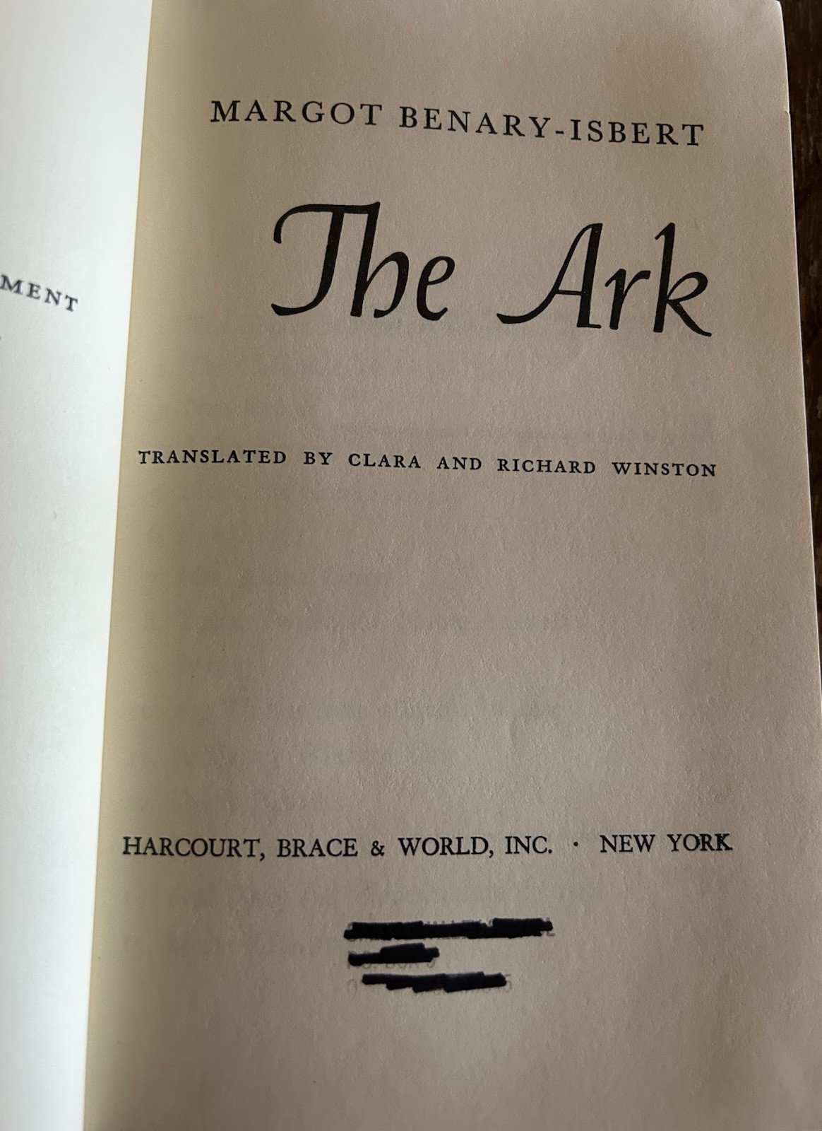 The Ark Margot Benary-Isbert Hardcover 1953 Former Library