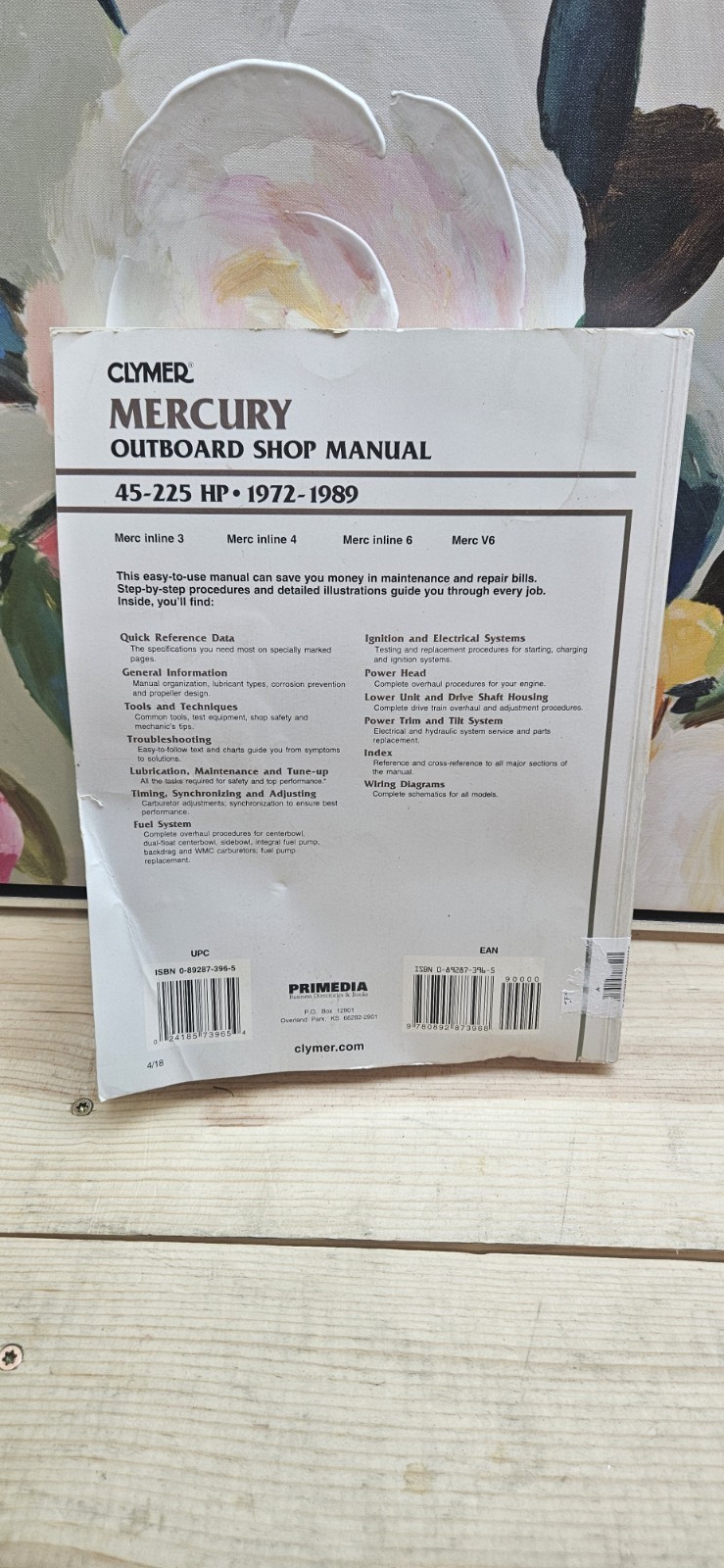 Clymer B726 Mercury Outboard Shop Manual 45-225 HP 1972 Thru 1989 Paperback