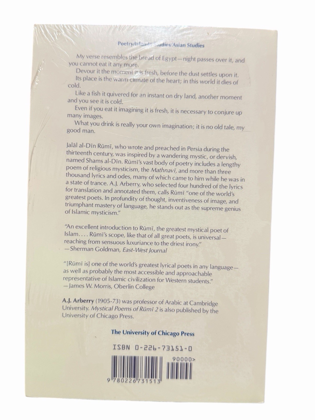 Mystical Poems Of Rumi Vol 1 And 2 Set Paperback Jalal Al Din Rumi Arberry New
