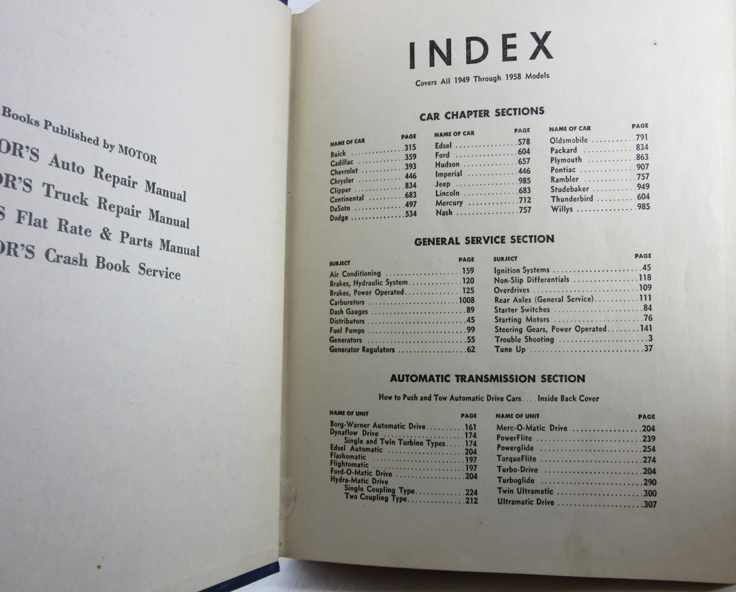 MOTORS AUTO REPAIR MANUAL * 1958 Third Printing * 1949-1958 Models – 21st -Book