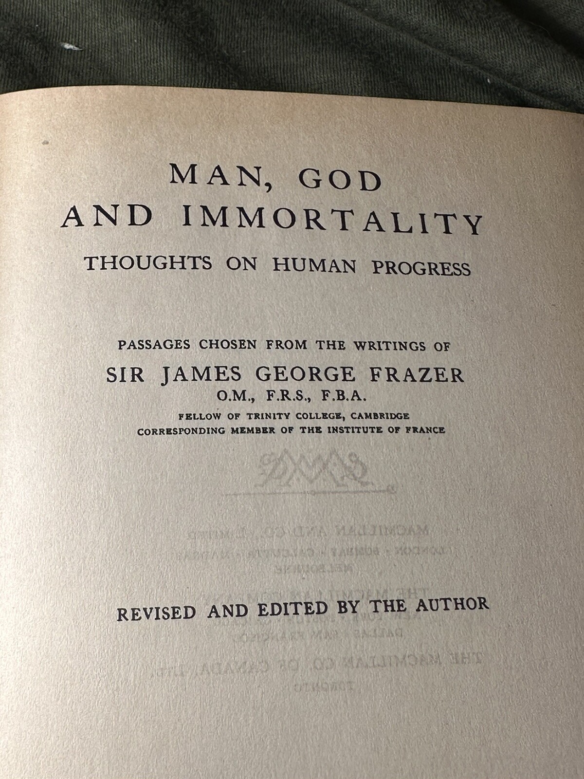 Man, God And Immortality: Thoughts On Human Progress. Macmillan Company (1927).