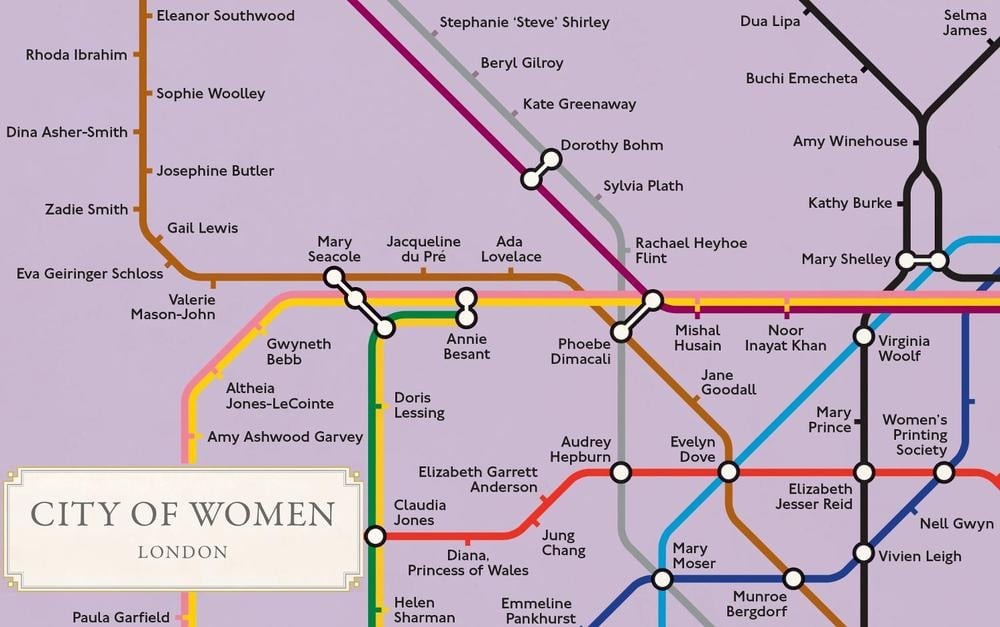 City of Women London Tube Wall Map (A2, 16.5 x 23.4 Inches) by Reni Eddo-Lodge (