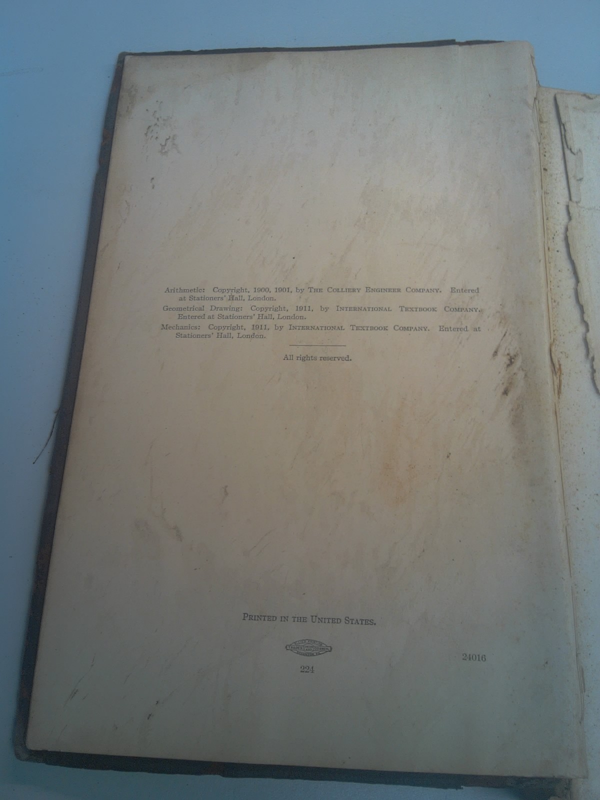 1900’s Arthmetic, Geometrical Drawing, And Mechanism Text Book