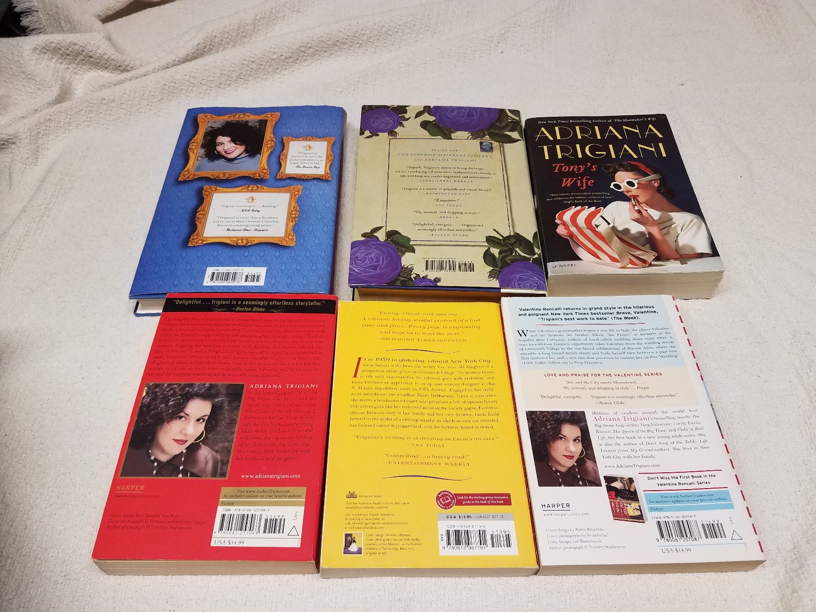 Lot of 6 Adriana Trigiani Books featuring Valentine plus others