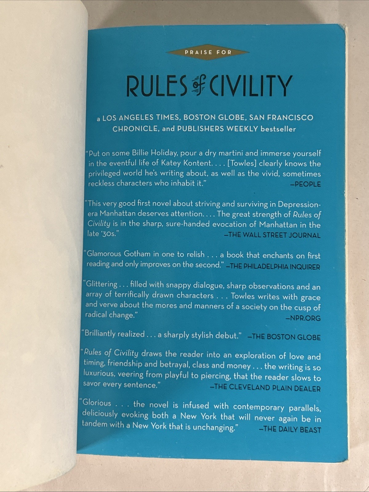 Rules Of Civility A Novel – Amor Towles