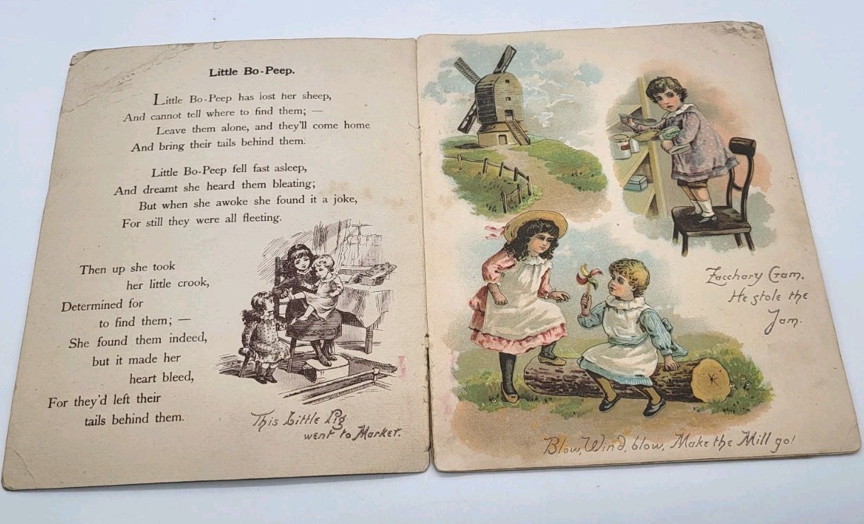 Rare Vintage 1800s Raphael Tuck & Sons Little Bo Peep Nurseryland Series