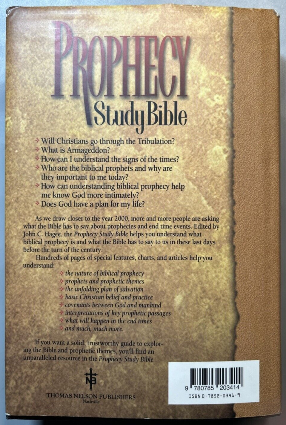 NKJV Prophecy Study Bible Hardcover John Hagee Red Letter G+