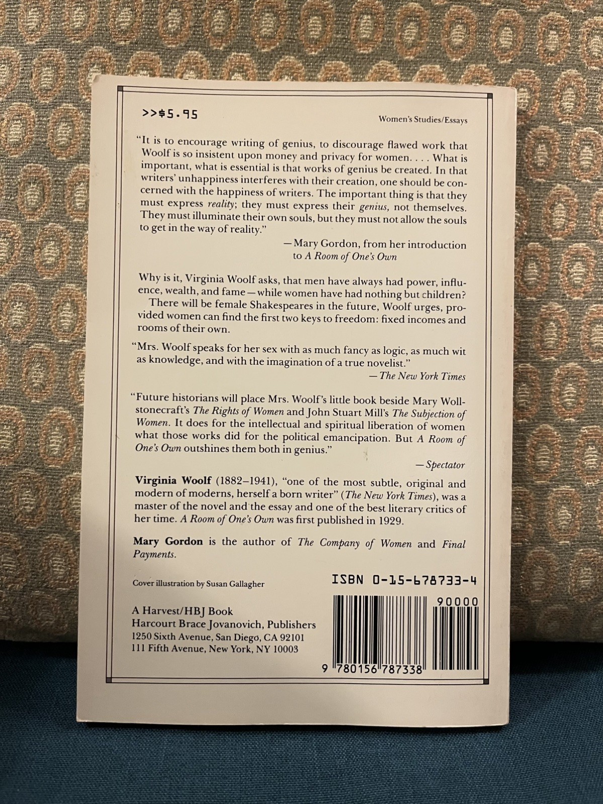 A Room of One’s Own by Virginia Woolf Paperback First Harvest/HBJ Edition 1989