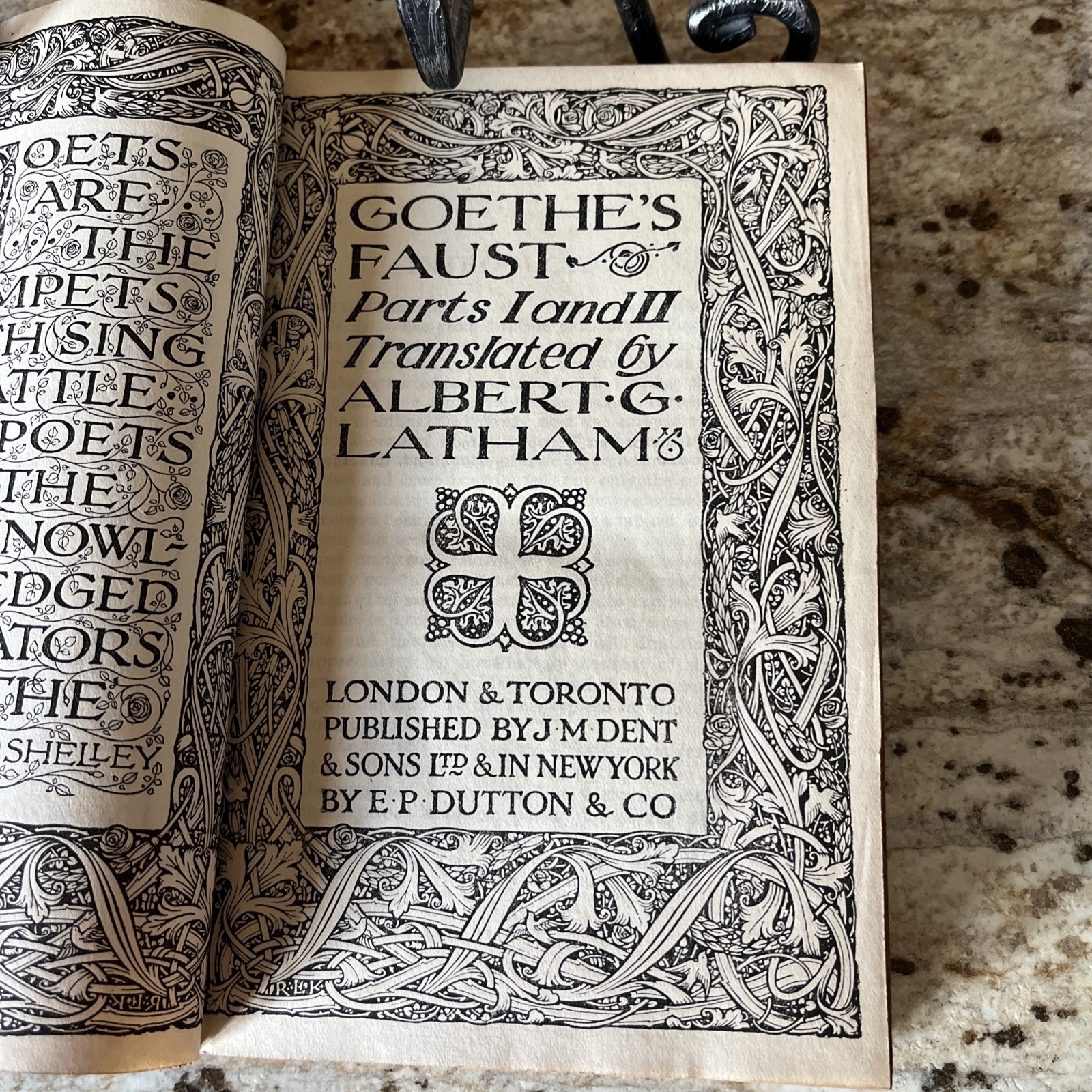 Antique Book Goethe’s Faust Parts I & II 1919 Red Leather Printed Great Britain