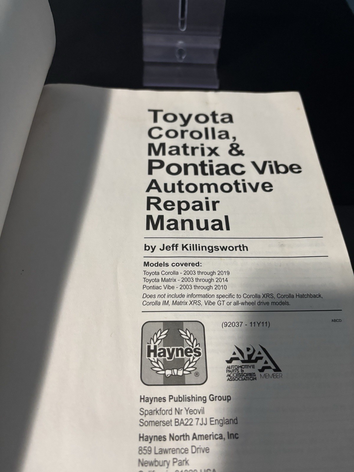 Toyota Corolla, Matrix Pontiac Vibe Haynes Repair Manual: 2003 thru 2019