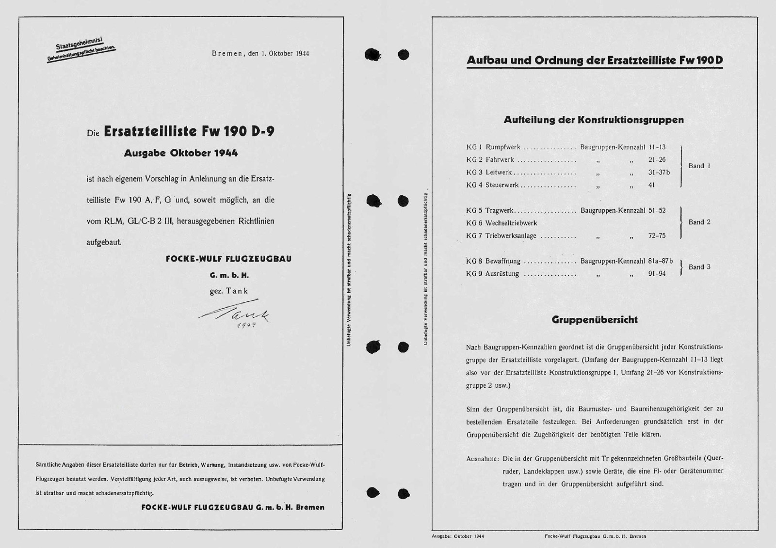 WWII German Parts Manual 1000+ pages ! ILLUSTRATED For Focke Wulf FW190 D-9