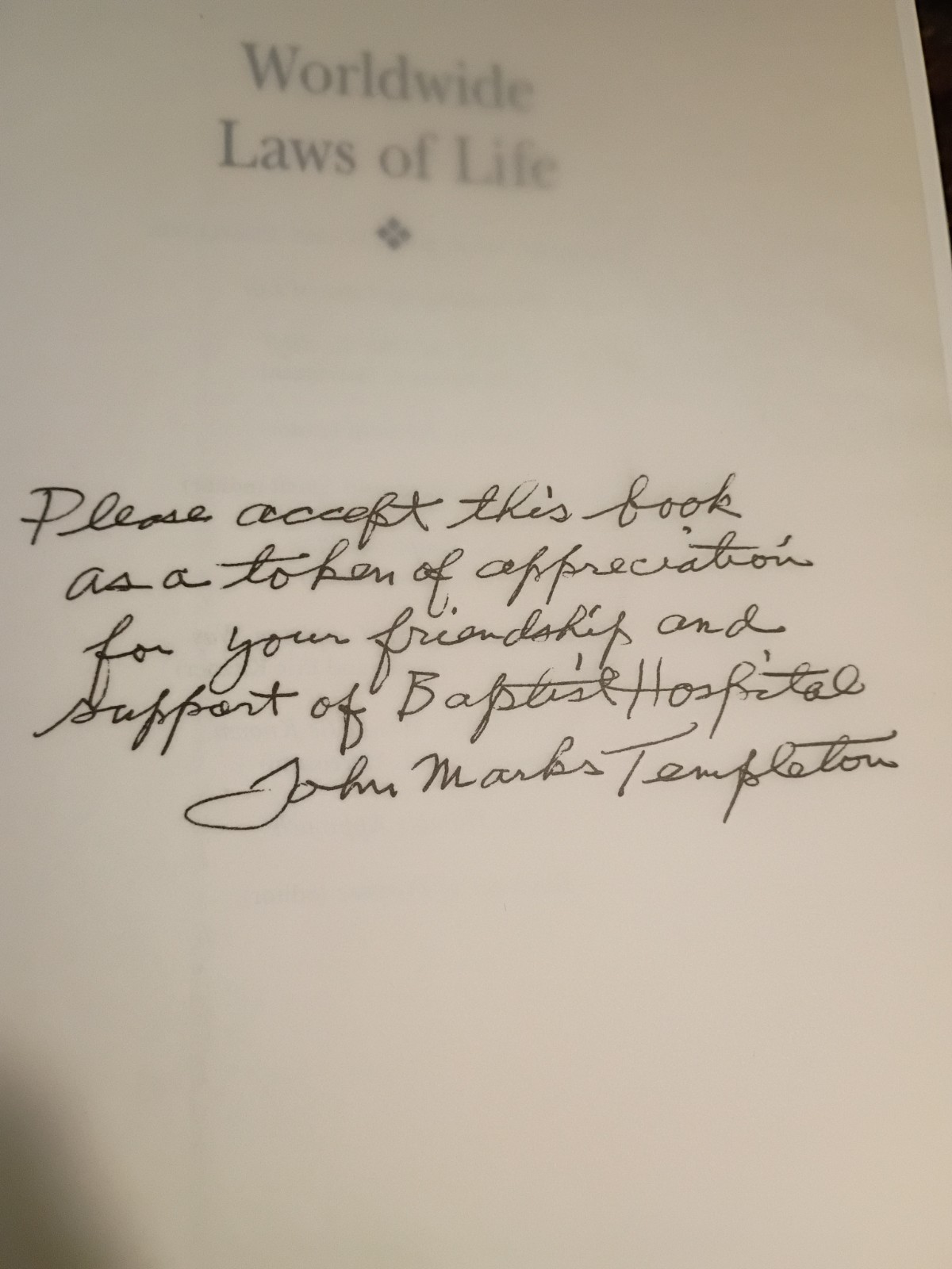 Worldwide Laws of Life : 200 Eternal SIGNED By Templeton
